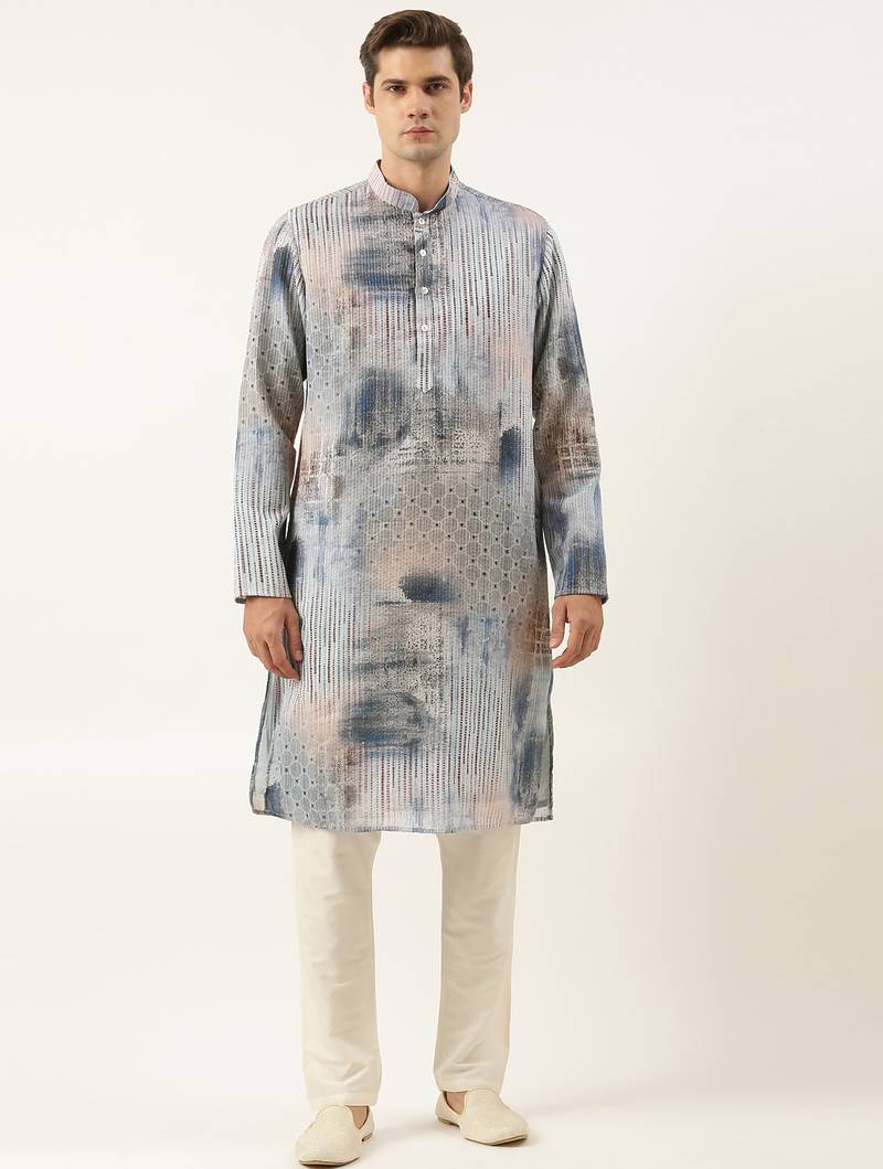 Blue printed kurta pajama