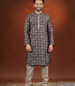 Midnight blue batik print kurta