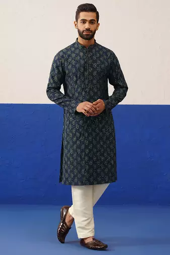 Blue embroidered kurta pajama