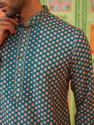 Blue printed kurta pajama set 3