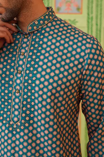 Blue printed kurta pajama set