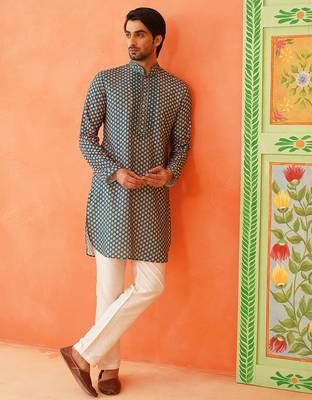 Blue printed kurta pajama set 5
