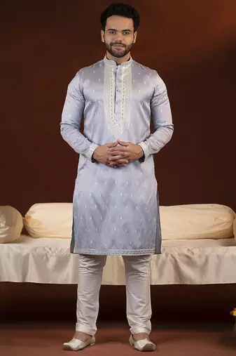 Powder blue embroidery kurta pajama