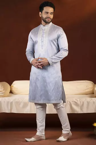 Powder blue embroidery kurta pajama