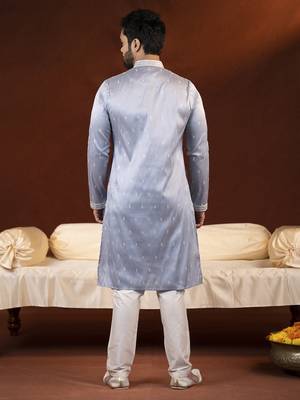 Powder blue embroidery kurta pajama 5