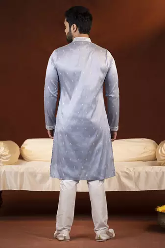 Powder blue embroidery kurta pajama