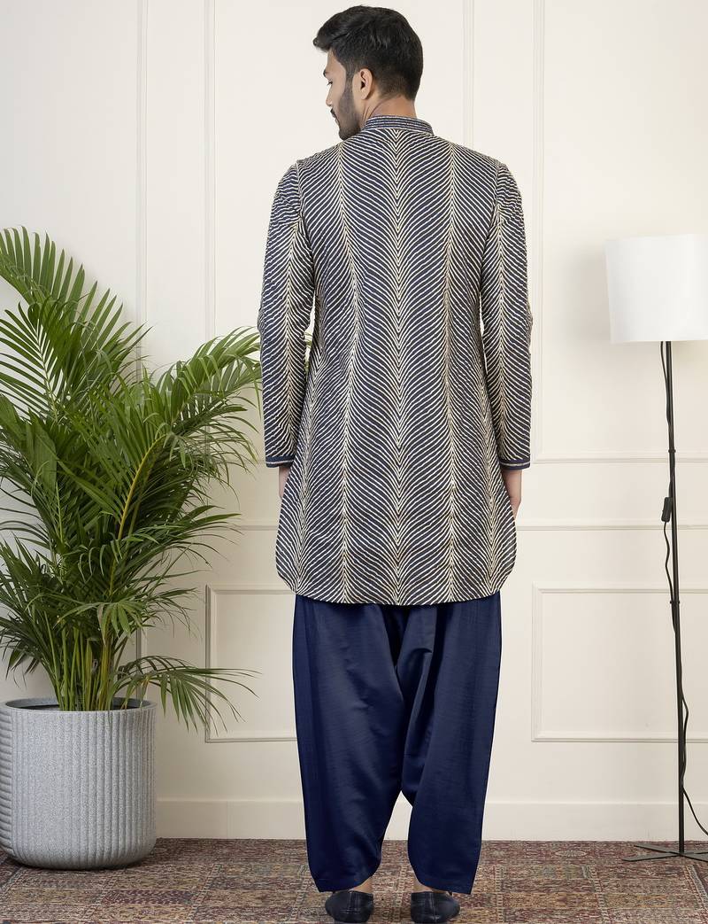 Navy blue gota embroidery kurta pajama