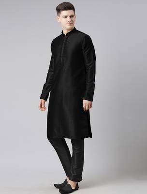 Black embroidered kurta pajama 4