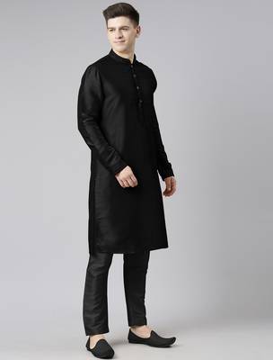 Black embroidered kurta pajama 5