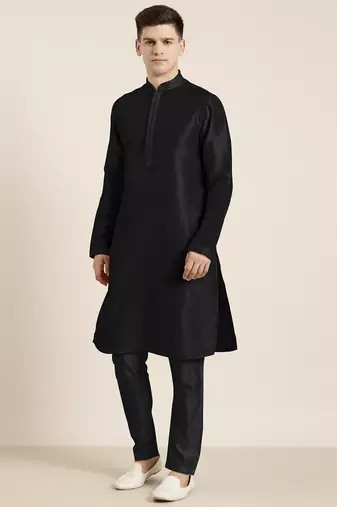 Black embroidered kurta pajama
