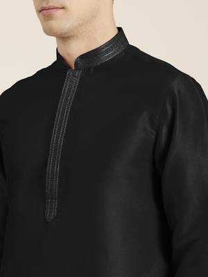 Black embroidered kurta pajama 5