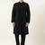 Black cotton with velvet detailing kurta pajama