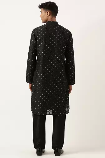 Black chanderi jacquard kurta pajama