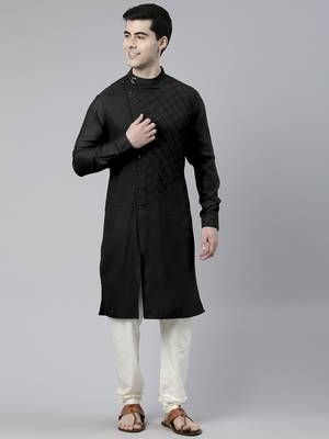 Black angrakha kurta pajama 4