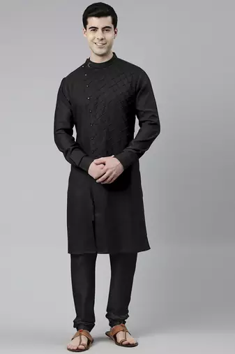 Black angrakha kurta pajama