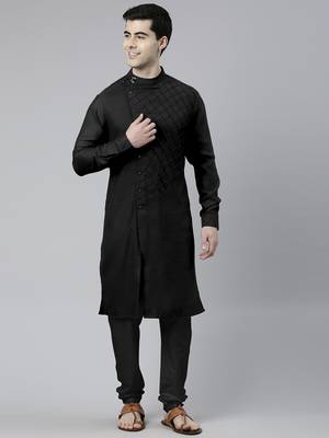 Black angrakha kurta pajama 4