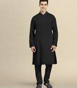 Black twill weave cotton kurta pajama