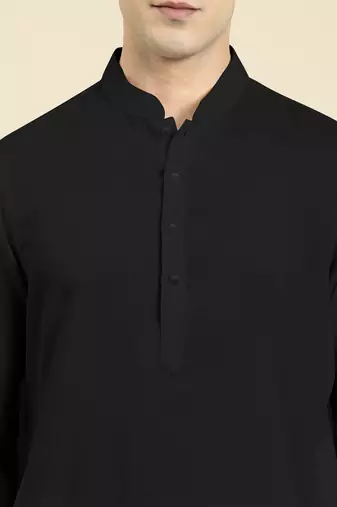 Black twill weave cotton kurta pajama