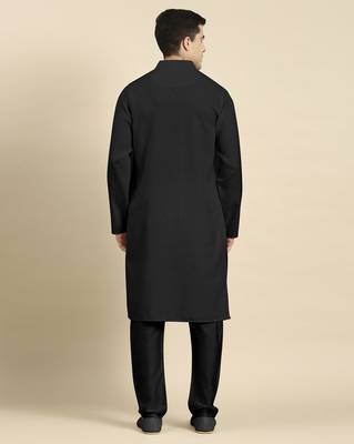 Black twill weave cotton kurta pajama 5