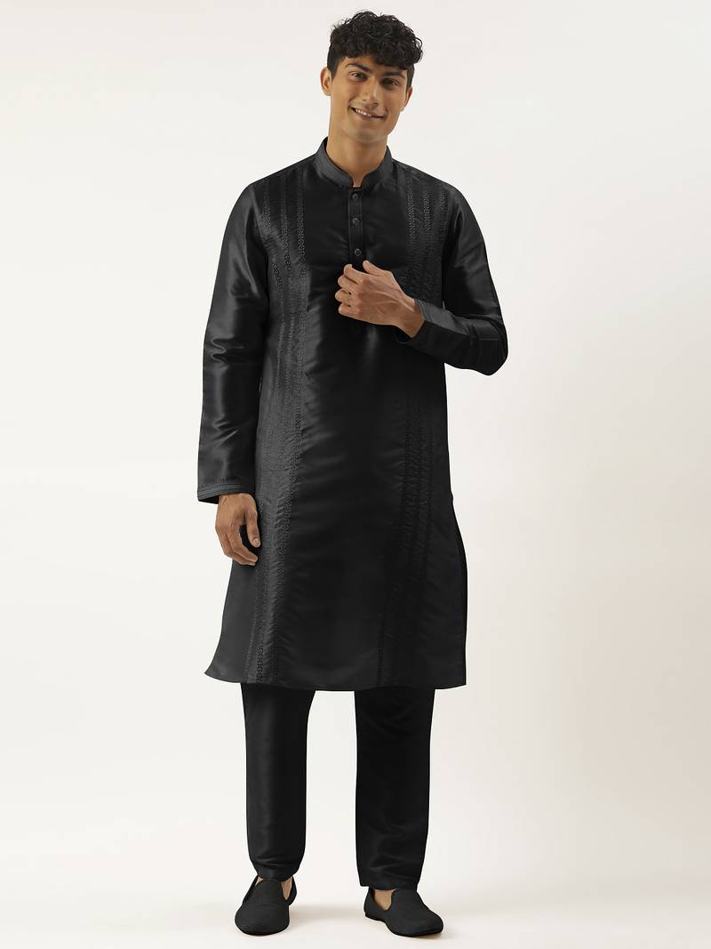 Black embroidered kurta pajama
