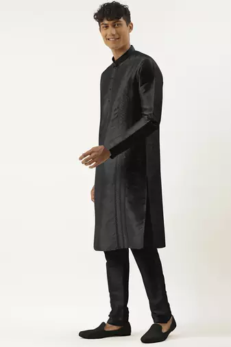 Black embroidered kurta pajama