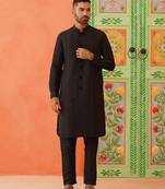 Black silk bling kurta pajama