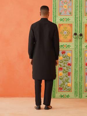 Black silk bling kurta pajama 5