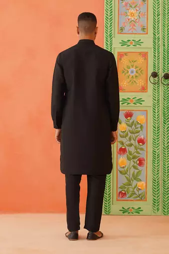 Black silk bling kurta pajama