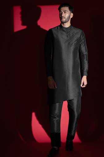 Black embroidered kurta pajama