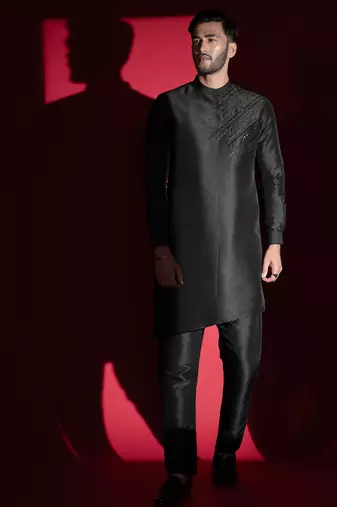 Black embroidered kurta pajama