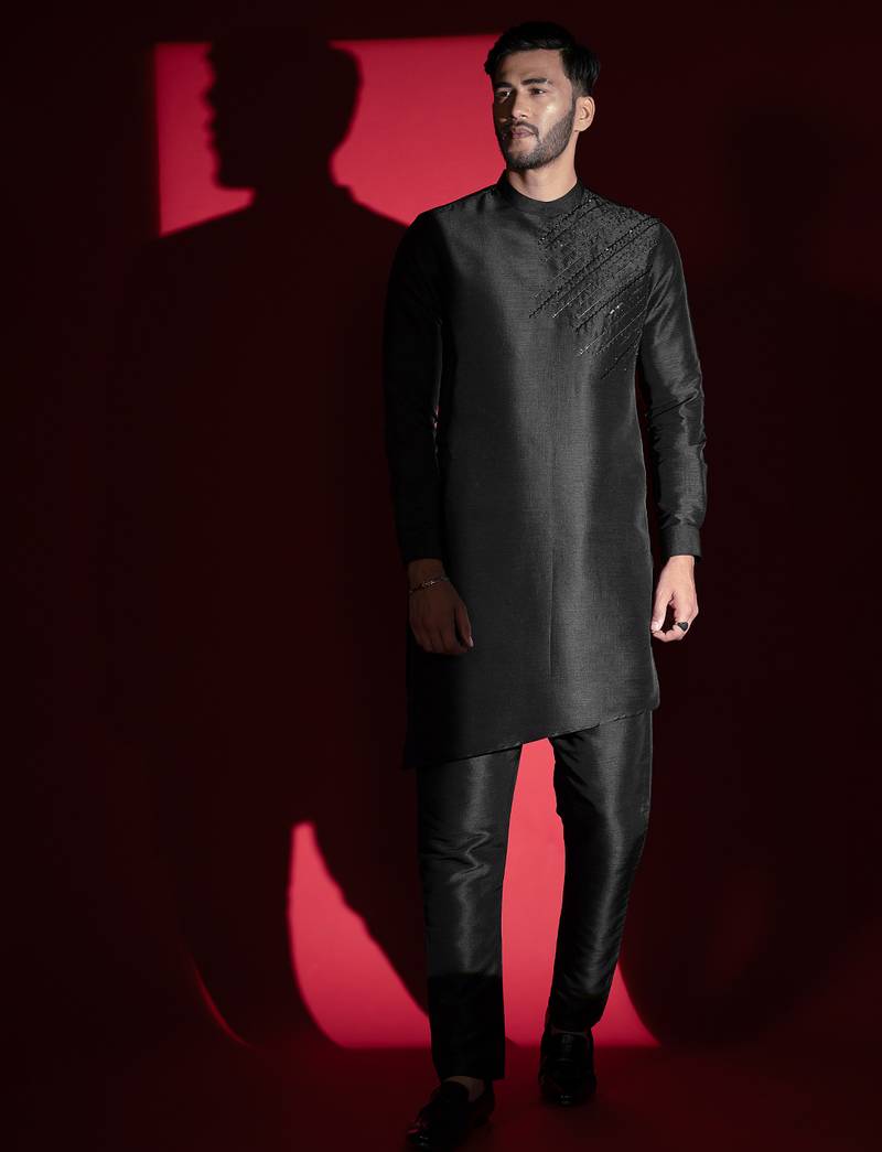 Black embroidered kurta pajama