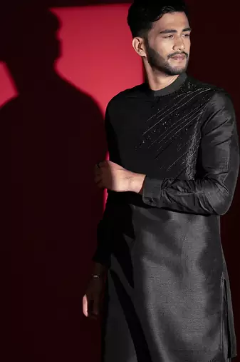 Black embroidered kurta pajama