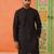 Black silk embroiderd front open kurta pajama
