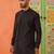 Black silk embroiderd front open kurta pajama