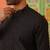 Black silk embroiderd front open kurta pajama