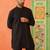 Black cotton front open kurta pajama