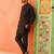 Black cotton front open kurta pajama
