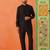 Black cotton jacquard cotton kurta pajama