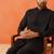 Black cotton jacquard cotton kurta pajama