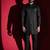 Black lion embroidery front open kurta pajama