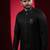 Black lion embroidery front open kurta pajama