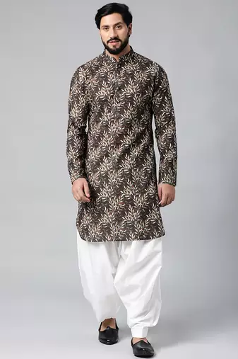 Black printed kurta pajama