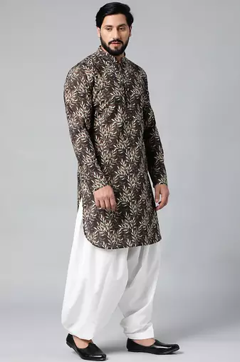 Black printed kurta pajama