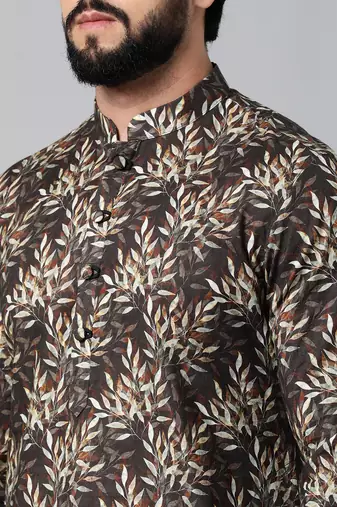 Black printed kurta pajama