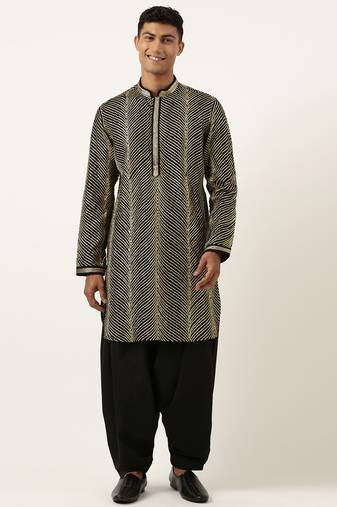 Black gota embroidery kurta pajama