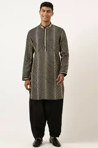 Black gota embroidery kurta pajama