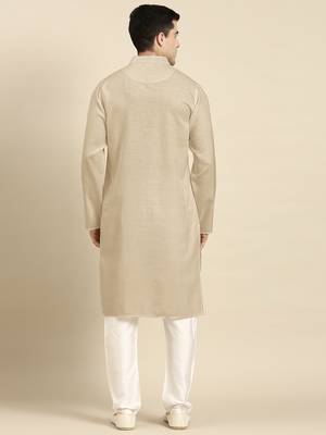 Beige twill weave cotton kurta  set 2