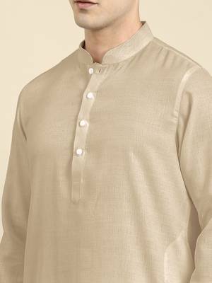 Beige twill weave cotton kurta  set 5