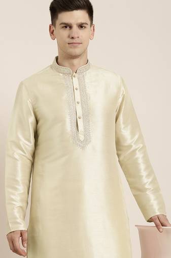 Light beige embroidered kurta pajama