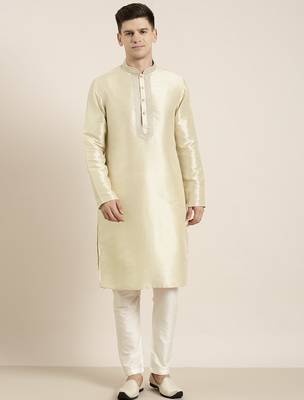 Light beige embroidered kurta pajama 2